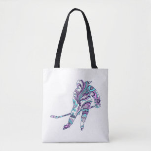 Hockey Girl Skater Silhouette Paisley Tasche