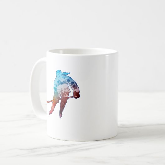 Hockey Girl Skater Silhouette Wasserfarbe Kaffeetasse (Vorderseite Links)