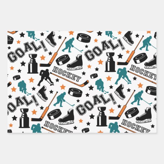 Hockey Glückwunsch Wrapping Paper Sheets Geschenkpapier Set (Vorderseite)
