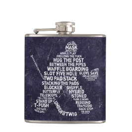 Hockey Goalie Calligram Hip Flask, Eisuntergrund Flachmann
