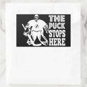 Hockey Goalie Die Puck Stops hier Schwarz Weiß Rechteckiger Aufkleber (Tasche)