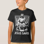 Hockey Goalie Goalkeeper Jesus Saves Christian Hoc T-Shirt (Vorderseite)