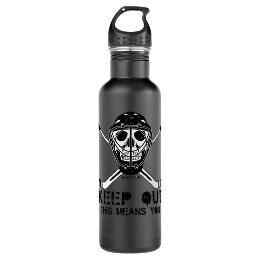 Hockey Goalie Hockey Skull Keep Out 607 player Edelstahlflasche (Vorderseite)