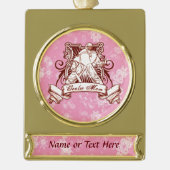 Hockey Goalie Mama Custom Weihnachtsdekoration Banner-Ornament Gold (Vorderseite)