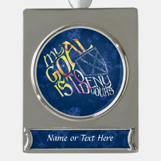 Hockey Goalie Mask Calligram Weihnachtsschmuck Banner-Ornament Silber (Vorderseite)