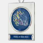 Hockey Goalie Mask Calligram Weihnachtsschmuck Banner-Ornament Silber (Links)