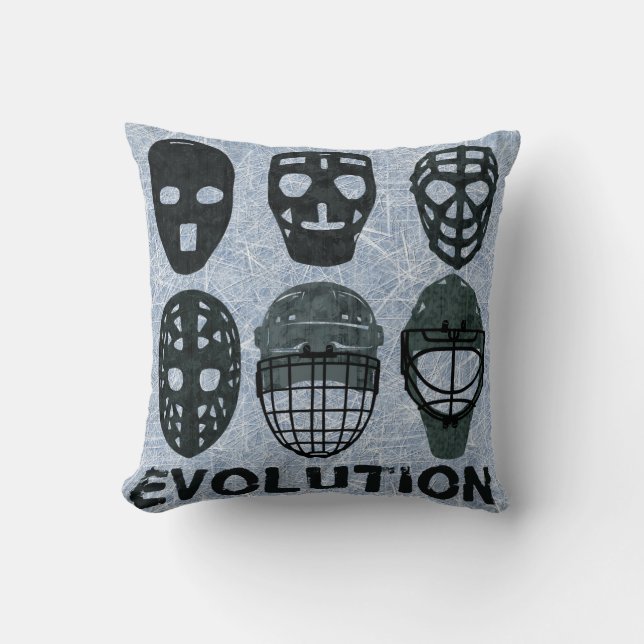 Hockey Goalie Mask Evolution Kissen (Vorderseite)