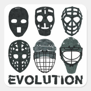 Hockey Goalie Mask Evolution Quadratischer Aufkleber
