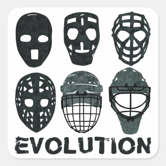 Hockey Goalie Mask Evolution Quadratischer Aufkleber (Vorderseite)