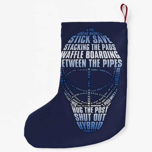 Hockey Goalie Mask Word Art Kleiner Weihnachtsstrumpf (Rückseite)