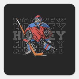 Hockey Goalie mit Slogan - Eishockey Quadratischer Aufkleber