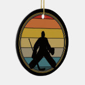 Hockey Goalie Sunset Silhouette Keramik Ornament (Rechts)