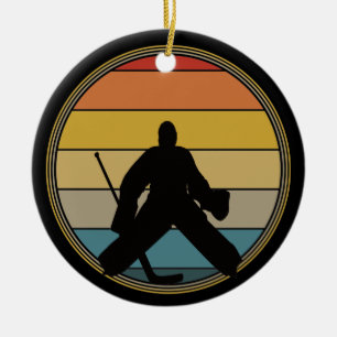 Hockey Goalie Sunset Silhouette Keramik Ornament