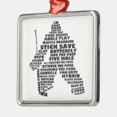 Hockey Goalie Text Art Silbernes Ornament (Links)