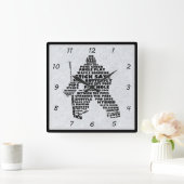 Hockey Goalie Typografie Wall Clock Quadratische Wanduhr (Zuhause)