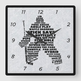 Hockey Goalie Typografie Wall Clock Quadratische Wanduhr