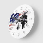 Hockey Goalie und die US-Flag Round Clock Runde Wanduhr (Winkel)