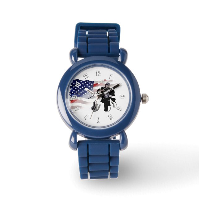 Hockey Goalie und US-Flagge Armbanduhr (Vorderseite)