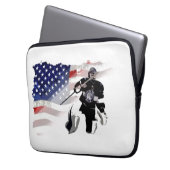 Hockey Goalie und US-Flagge Laptopschutzhülle (Vorderseite Links)
