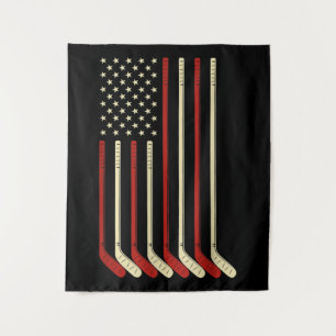 Hockey Goalie USA Flag Hockey Stick Eishockey Wandteppich