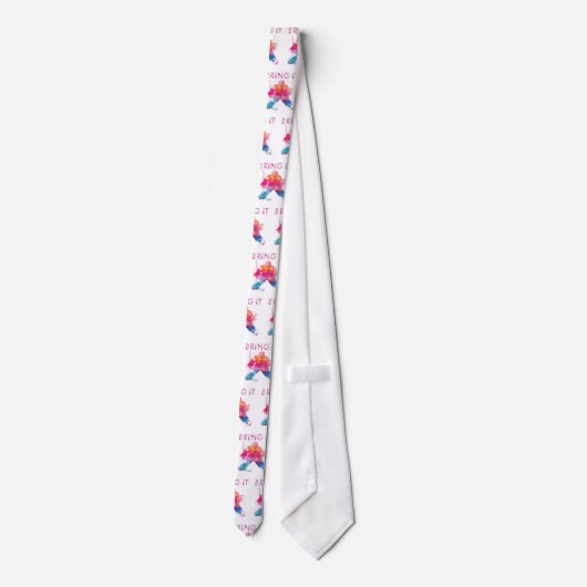Hockey Goalie Watercolor Pink Neck Tie Krawatte (Rückseite)
