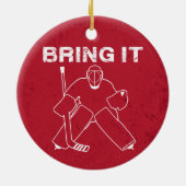 Hockey Goalie Weihnachtsbaumschmuck mitbringen Keramikornament (Hinten)