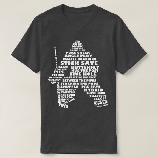 Hockey Goalie Word Art mit Name & Nummer T-Shirt (Design vorne)