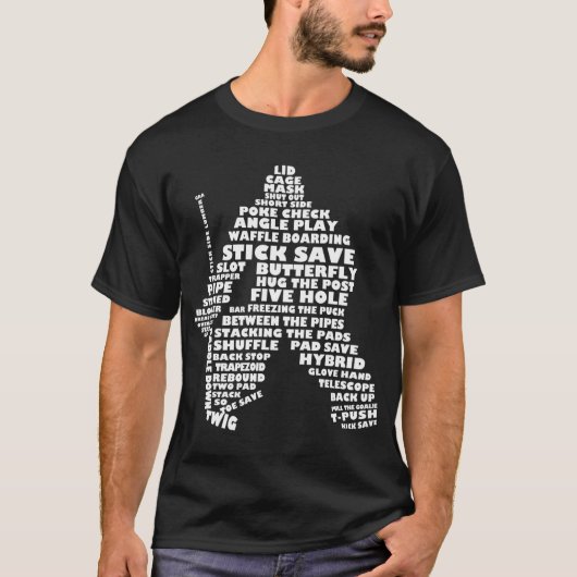 Hockey Goalie Word Art Typographic T Shirt (Vorderseite)