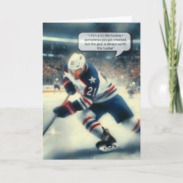 Hockey Greeting Card Center Player - "Play to Win" Karte