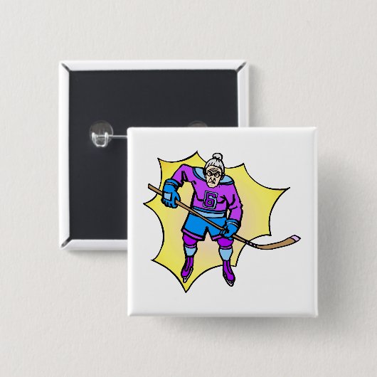 Hockey-Großmutter Button (Vorne & Hinten)