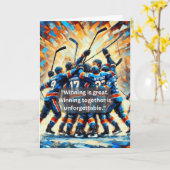 Hockey-Grußkarte - "Gemeinsam gewinnen" Karte (Gelbe Blume)