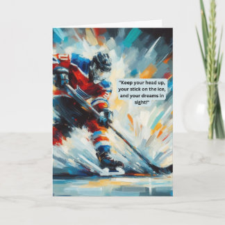 Hockey Grußkarte nach vorne - "Behalt Hustling" Karte