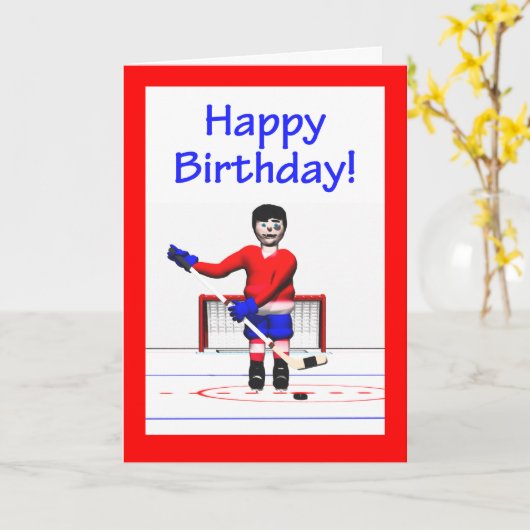 Hockey Happy Birthday Karte (Gelbe Blume)