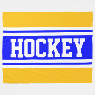 HOCKEY Hellblau Orange Weiß Rennstreifen Fleecedecke