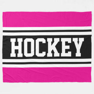 HOCKEY Hellrosa Weiß Sportliche Rennstreifen Fleecedecke