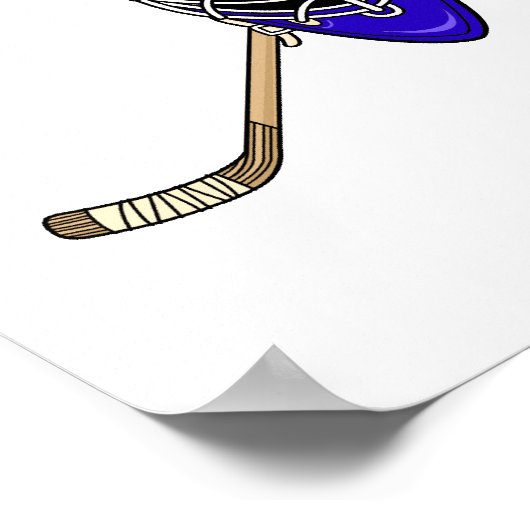 Hockey Helmet & Cross Sticks Blue Poster (Ecke)