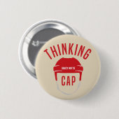 Hockey Helmet Thinking Cap Flair Pinback Button (Vorne & Hinten)