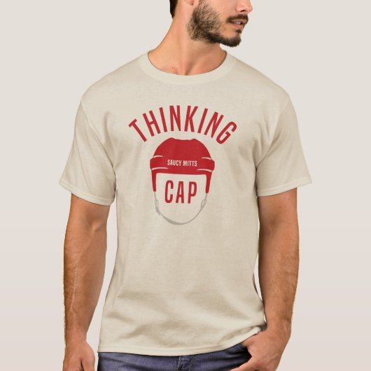 Hockey Helmet Thinking Cap T-Shirt (Vorderseite)