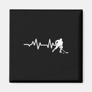 Hockey Herzschlag Linie Eishockey Skater Lustiger Magnet