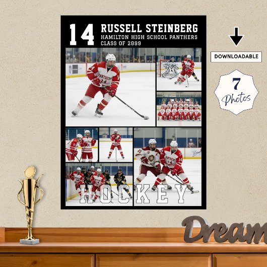 Hockey-High-School-Absolvent 7 Foto-Collage Poster