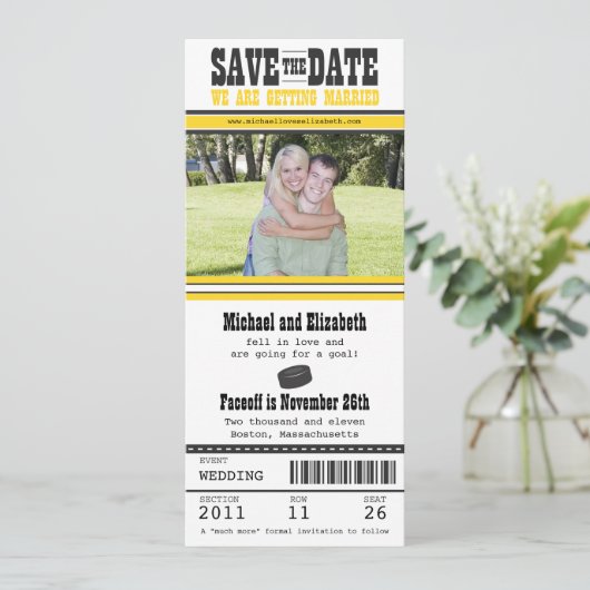 Hockey-Hochzeit Sichern Sie das Datum Save The Date (Stehend Vorderseite)