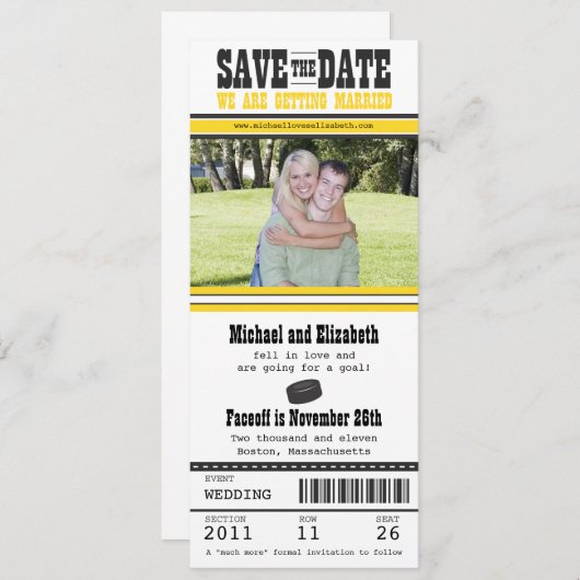 Hockey-Hochzeit Sichern Sie das Datum Save The Date (Vorne/Hinten)