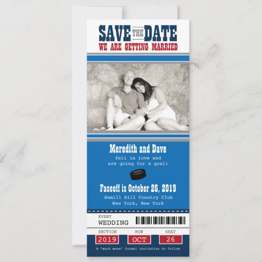 Hockey-Hochzeit Sichern Sie das Datum Save The Date (Vorderseite)