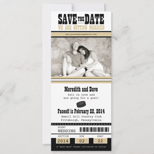 Hockey-Hochzeit Sichern Sie das Datum Save The Date (Vorderseite)
