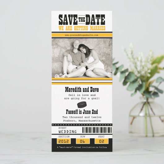 Hockey-Hochzeit Sichern Sie das Datum Save The Date (Stehend Vorderseite)