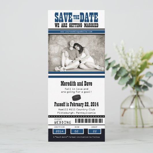 Hockey-Hochzeit Sichern Sie das Datum Save The Date (Stehend Vorderseite)