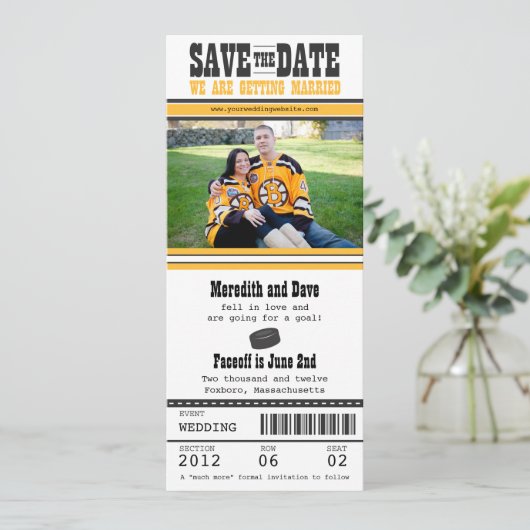 Hockey-Hochzeit Sichern Sie das Datum Save The Date (Stehend Vorderseite)