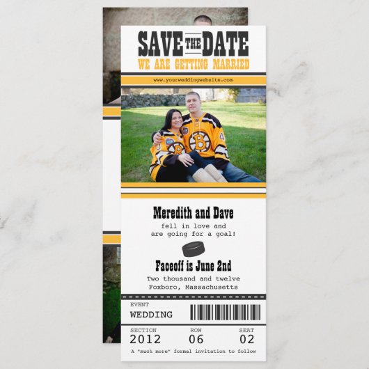 Hockey-Hochzeit Sichern Sie das Datum Save The Date (Vorne/Hinten)