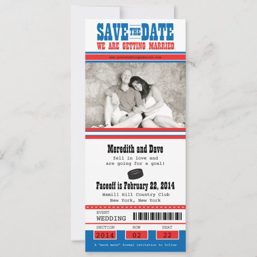 Hockey-Hochzeit Sichern Sie das Datum Save The Date (Vorderseite)