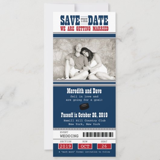 Hockey-Hochzeit Sichern Sie das Datum Save The Date (Vorderseite)